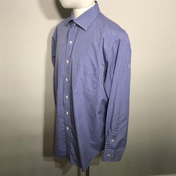American Living Blue Plaid Shirt 16 1/2 - Picture 8 of 9